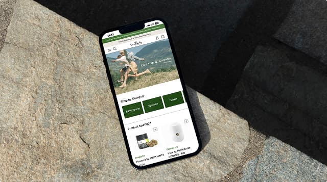 Smartphone laying on cobblestone